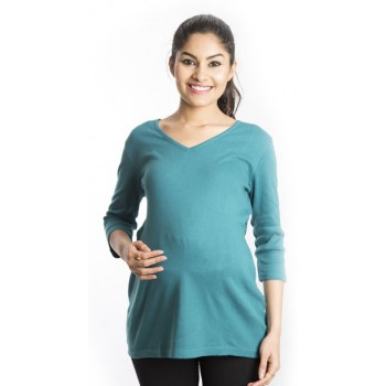 Zeme Organics Maternity Fitted Top - Green